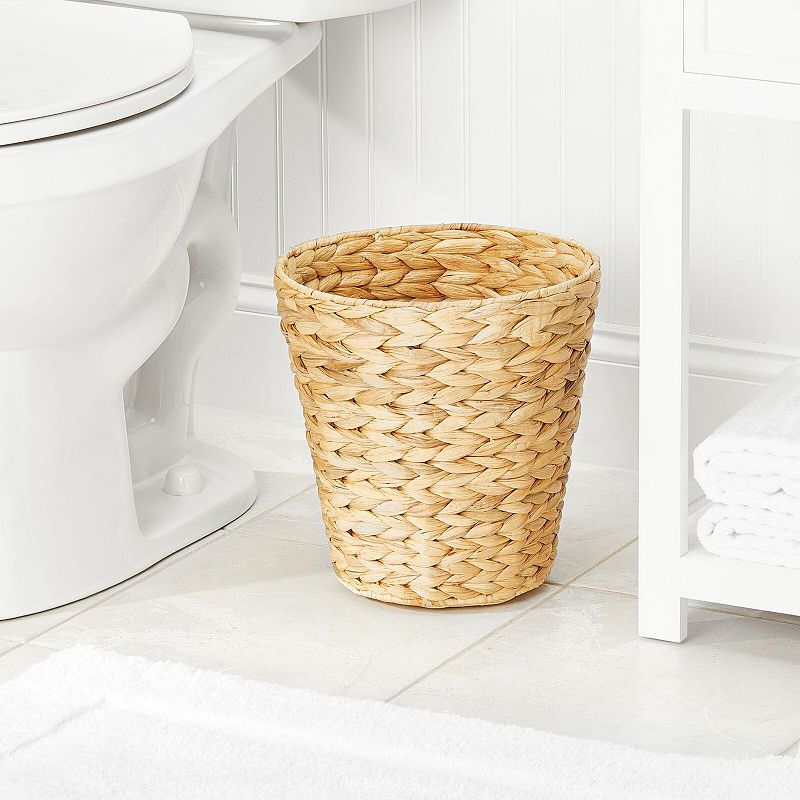 mDesign Small Hyacinth Natural Woven Garbage Wastebasket Trash Can