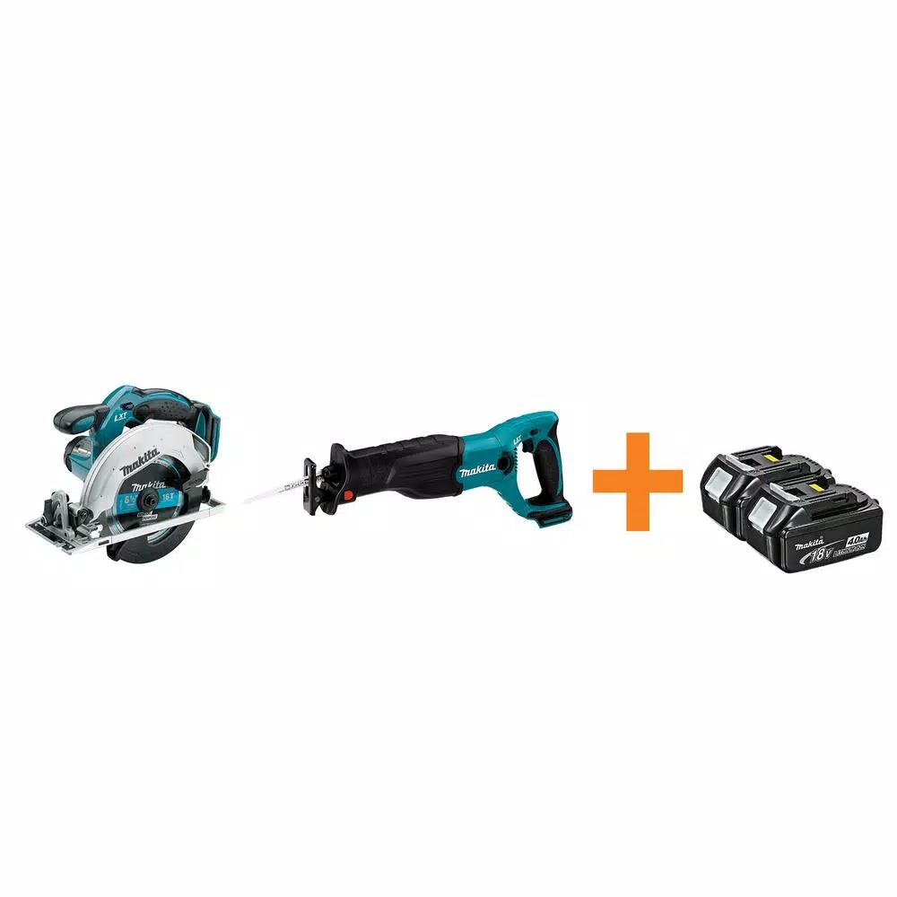 Makita 18-Volt LXT Lithium-Ion 6-1/2 in. Cordless Circular Saw and Reciprocal Saw with Free 4.0Ah Battery (2-Pack) and#8211; XDC Depot