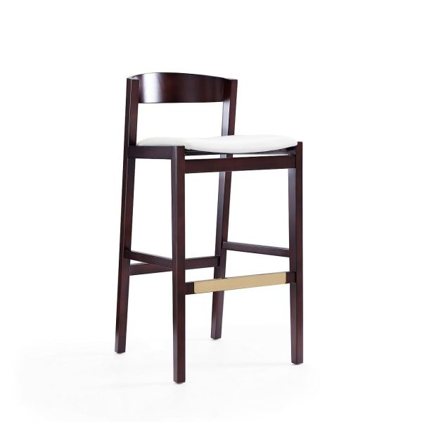 Klismos Barstool in Ivory and Dark Walnut