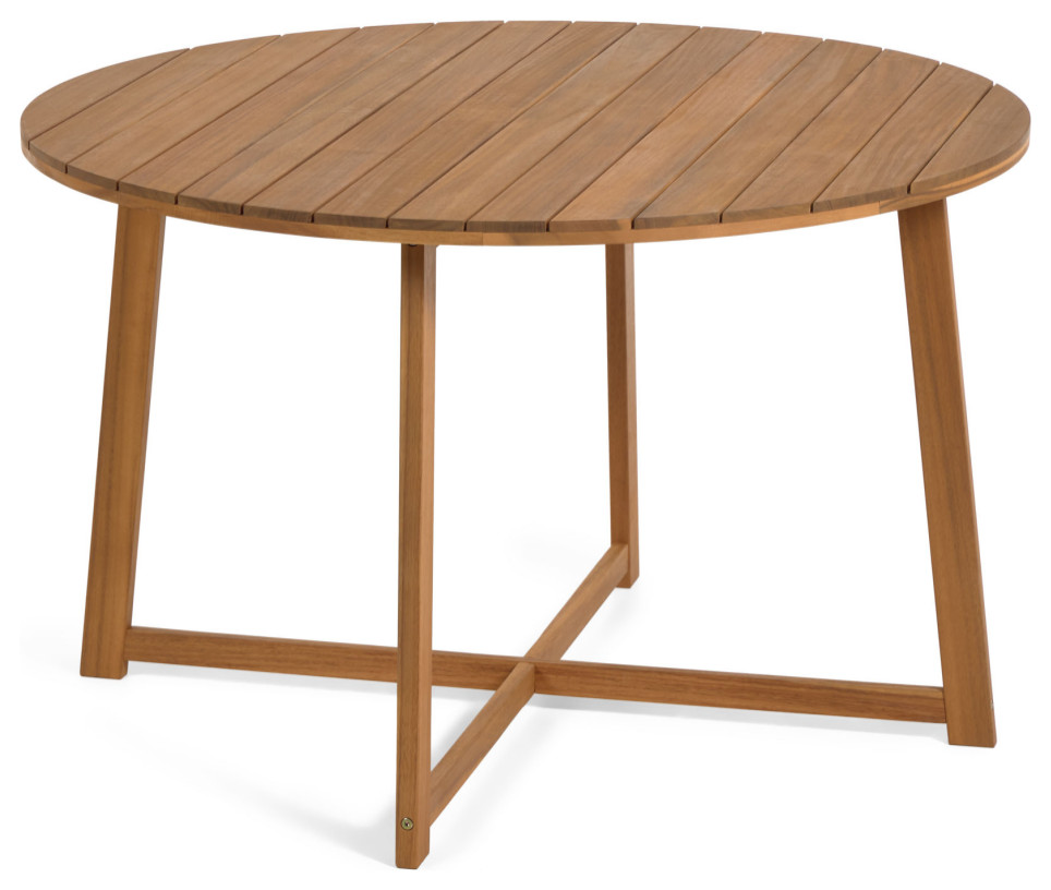 Round Solid Acacia Garden Table  La Forma Dafne   Transitional   Outdoor Dining Tables   by Oroa   Eichholtz Furniture  Houzz