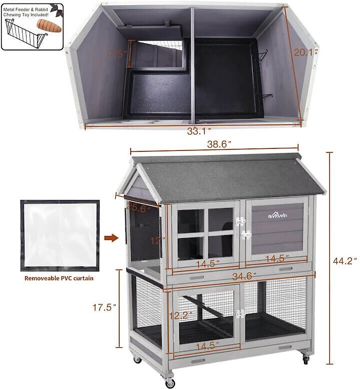 Aivituvin 44.2-in Indoor and Outdoor Rabbit Hutch