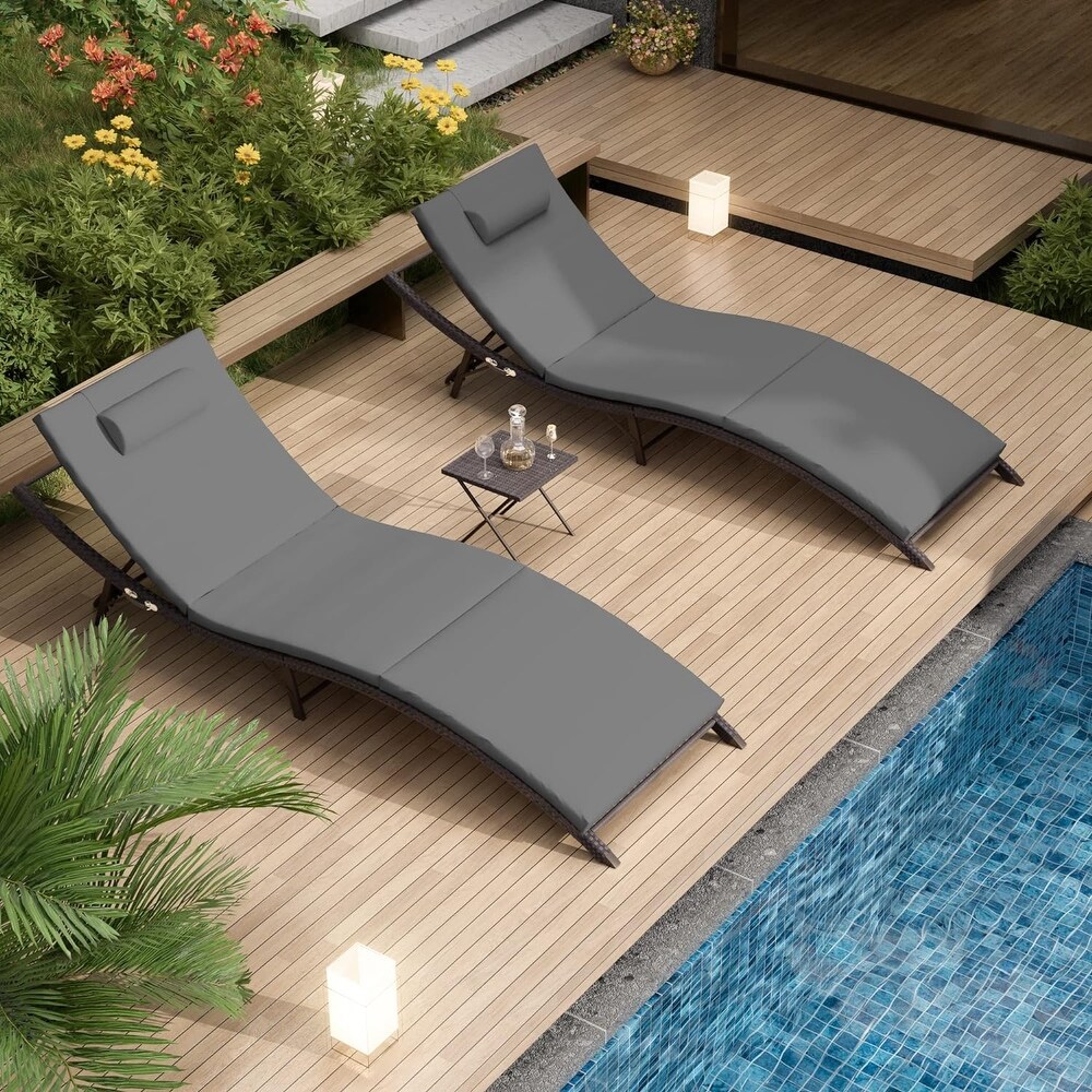 Kullavik Outdoor Chaise Lounge Furniture 3 Piece Set