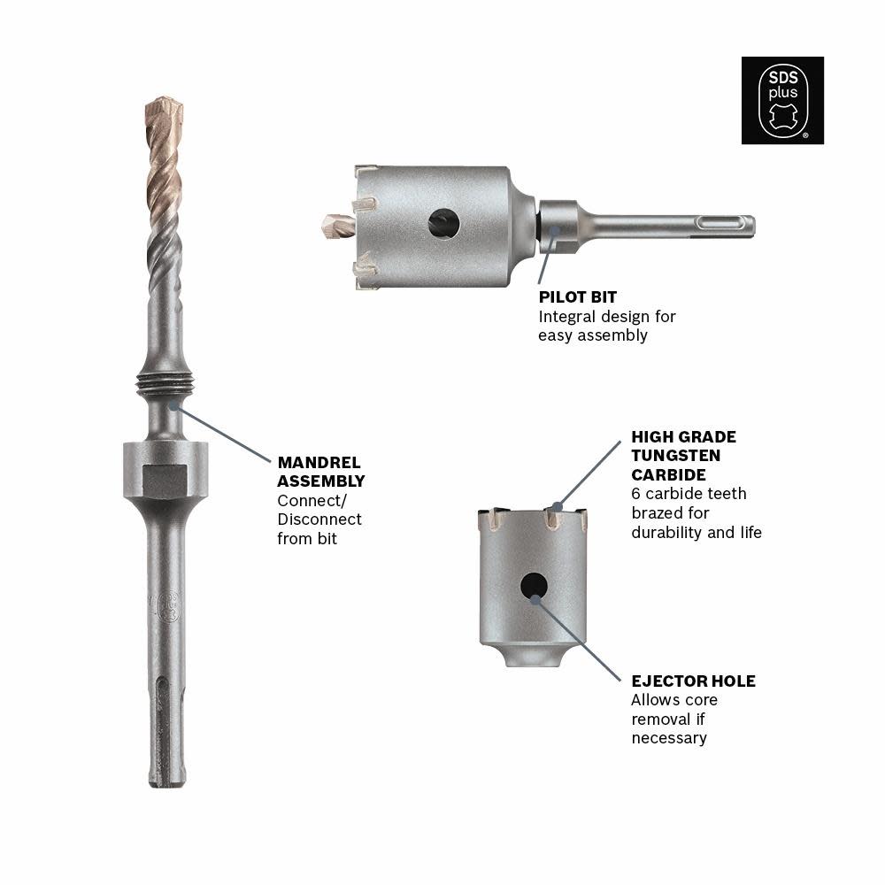 Bosch 2pc 3 Extension Straight for SDS plus® SPEEDCORE™ Thin wall Core Bits