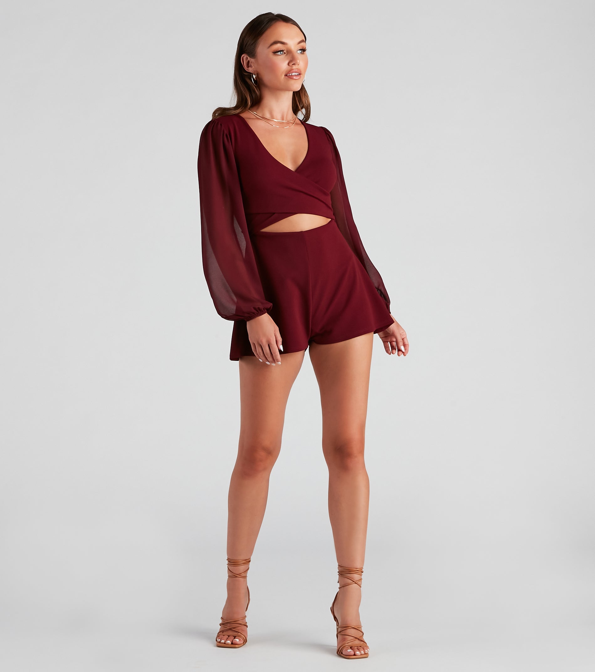 Pardon Me Crepe Faux Wrap Romper