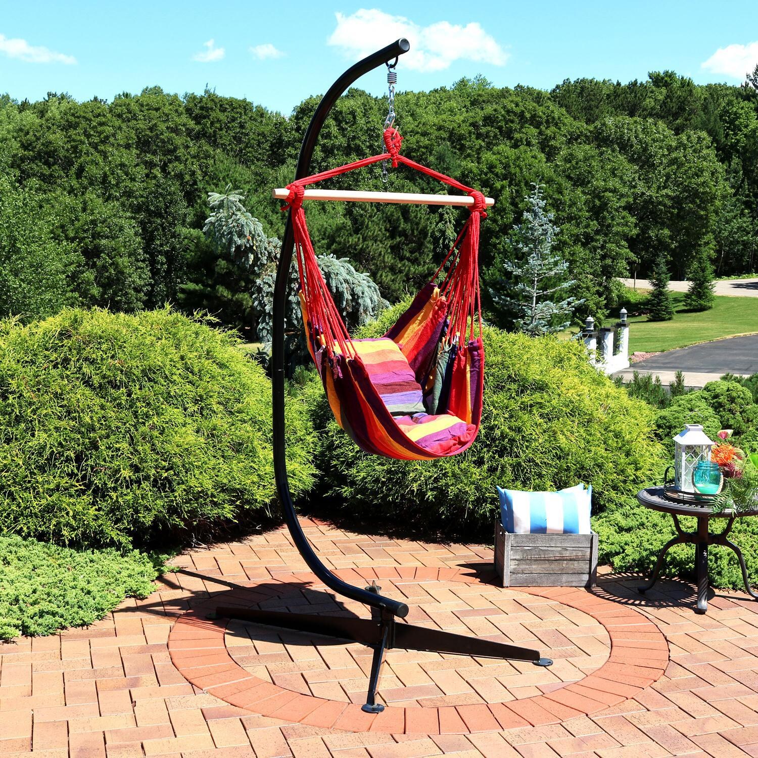 Ultimate Patio Hanging Hammock Chair w/ Cushions and C-Stand