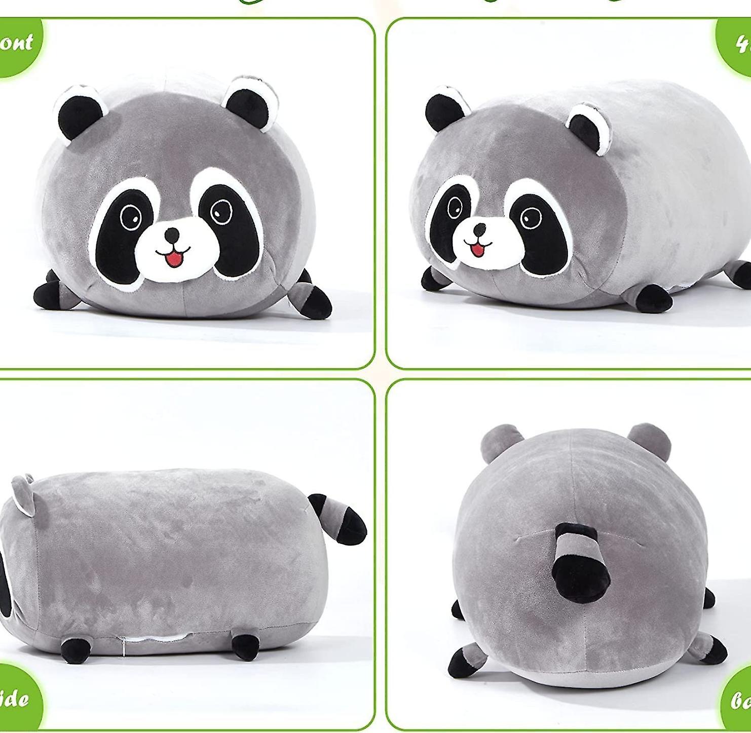 Soft Plush Hugging Pillow， Cylindrical Stuffed Animals Doll Toy Kids Gifts For Birthday， Valentine， Christmas (19.6x7.8 Inch，raccoon)