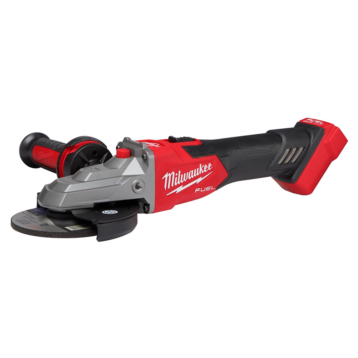 Milwaukee Tool 2887-20 Milwaukee M18 FUEL 5 in. Flathead Braking Angle Grinders with Slide Switch Lock-On