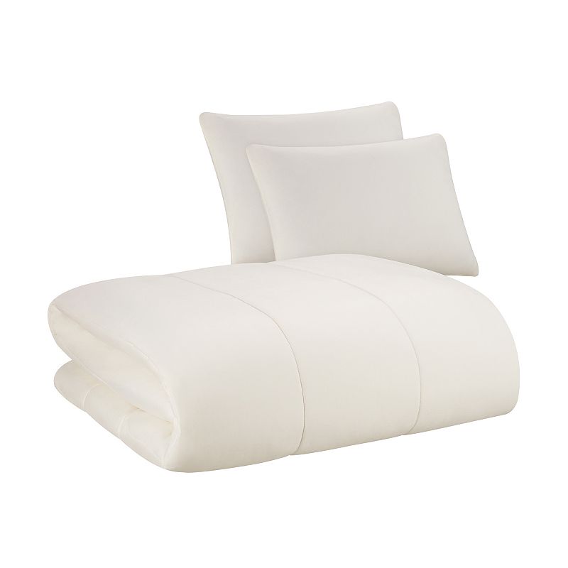 The Big One? Ivory Solid Plush Reversible Comforter Set with Sheets