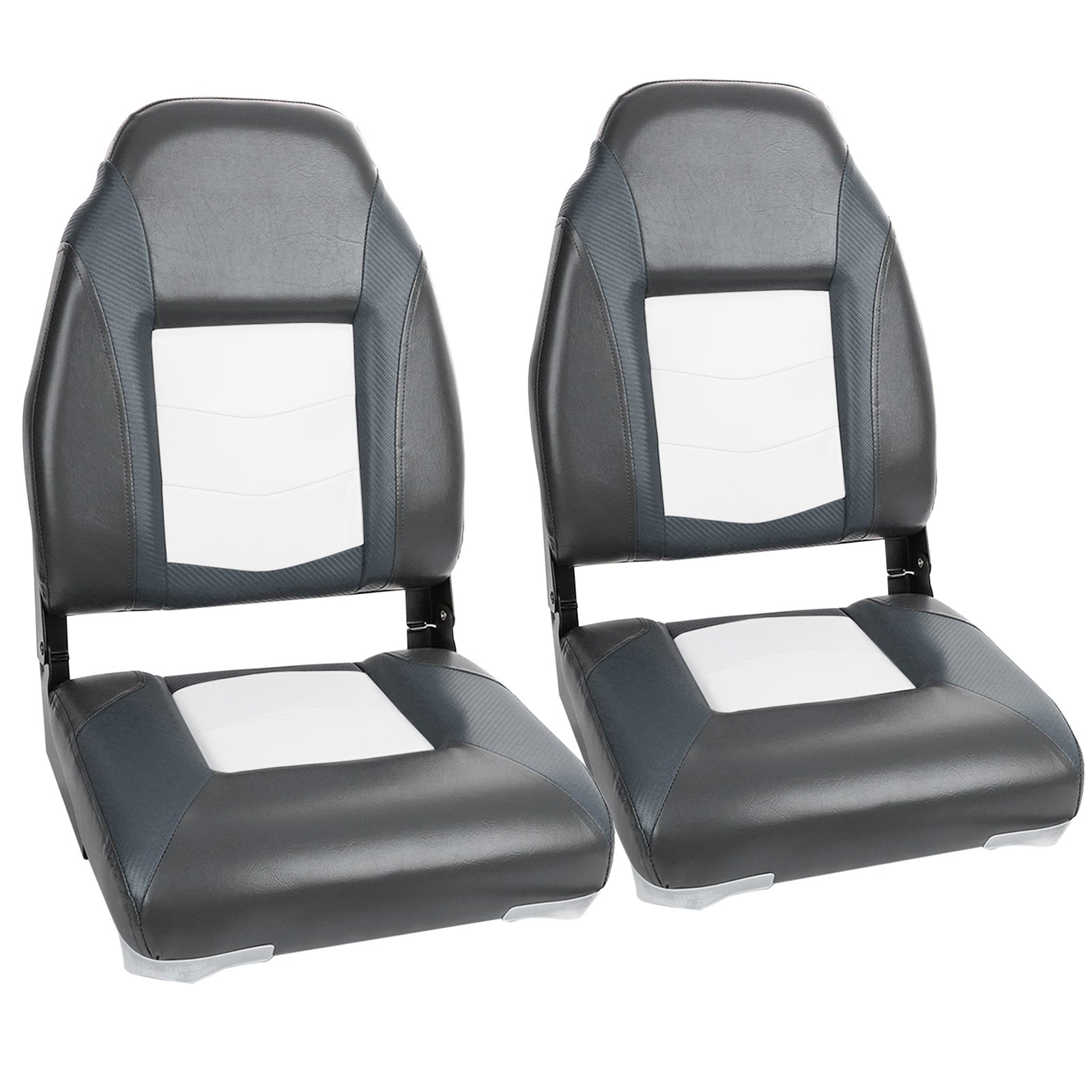 NORTHCAPTAIN S1 Deluxe High Back Folding Boat Seat，Stainless Steel Screws Included，White/Charcoal/Charcoal（2 Seats）