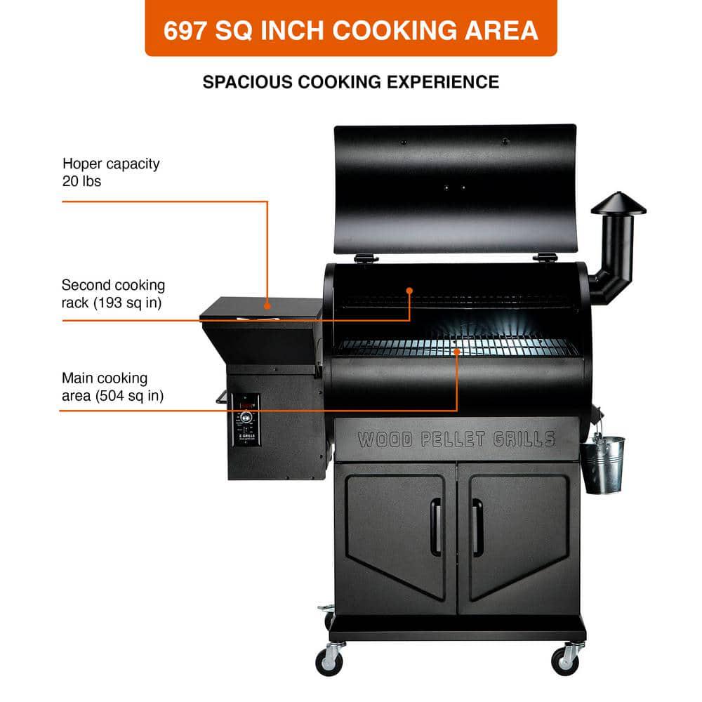 Z GRILLS 694 sq in Pellet Grill and Smoker with cabinet storage Black