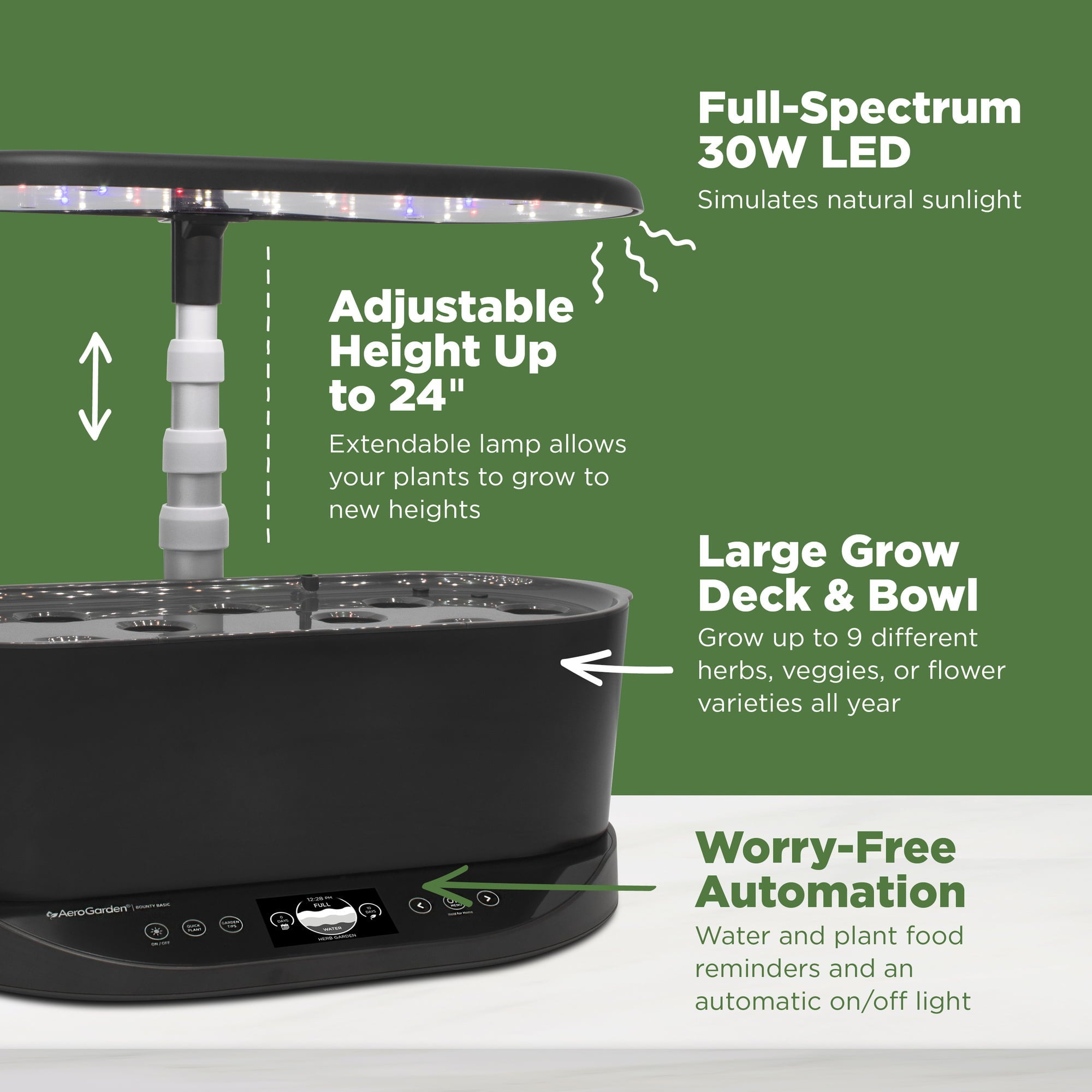 AeroGarden Bounty Basic - Indoor Garden with LED Grow Light， Black