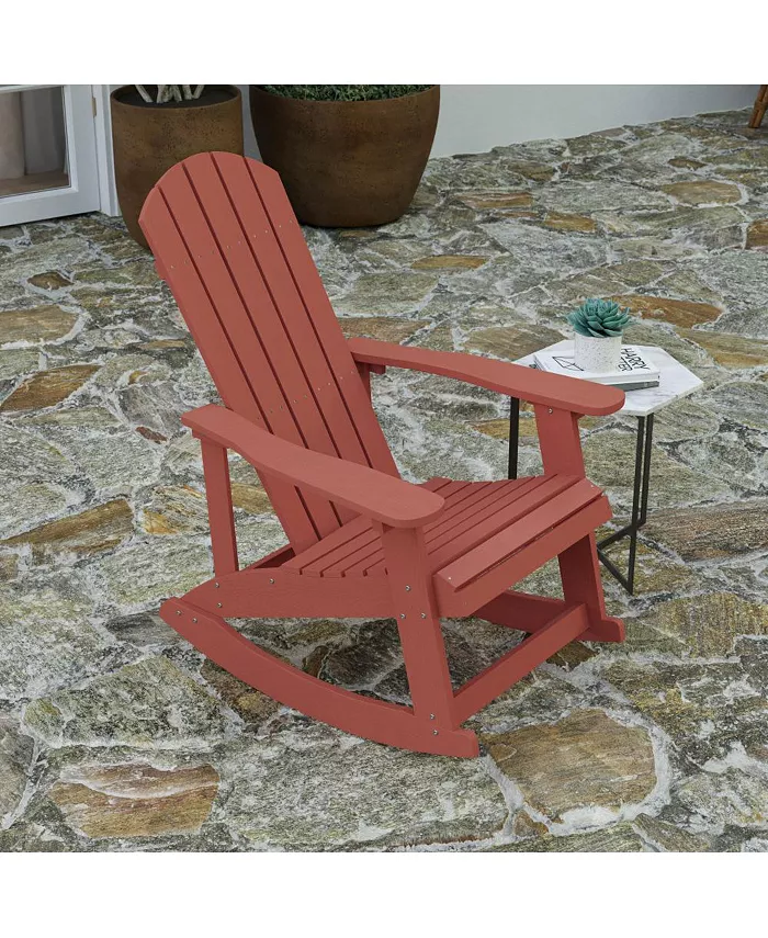 MERRICK LANE Atlantic All-Weather Polyresin Adirondack Rocking Chair With Vertical Slats