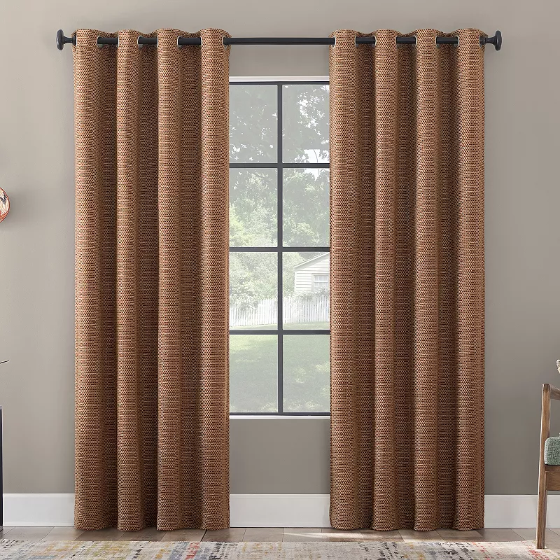 Scott Living Rafaela Woven Pattern Chenille 100% Blackout Grommet Window Curtain