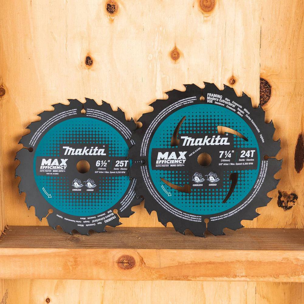 Makita 6-12 in. 25T Carbide-Tipped Max Efficiency Ultra-Thin Kerf Circular Saw Blade Framing B-62963