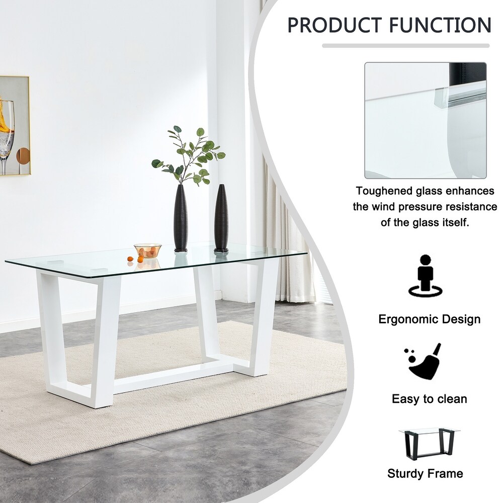 Table and chair set  rectangular  MDF trapezoidal support  armless high back dining chairs (1 table and 6 chairs)