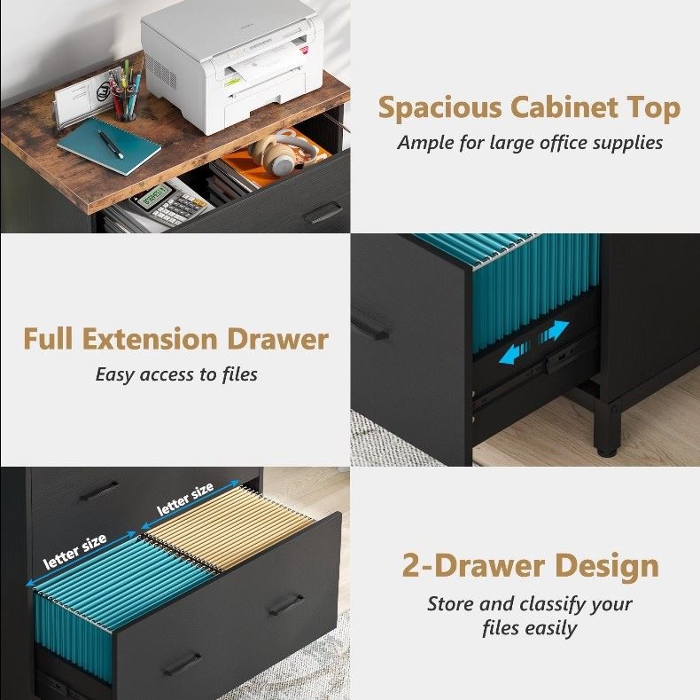 2-Drawer File Cabinet, Lateral Filing Cabinet Printer Stand