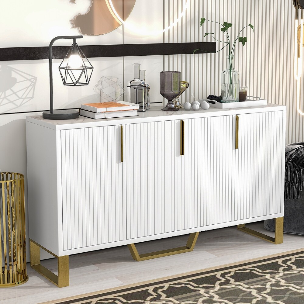 Nestfair Sideboard Kitchen Cabinet with Four Doors and Adjustable Shelves