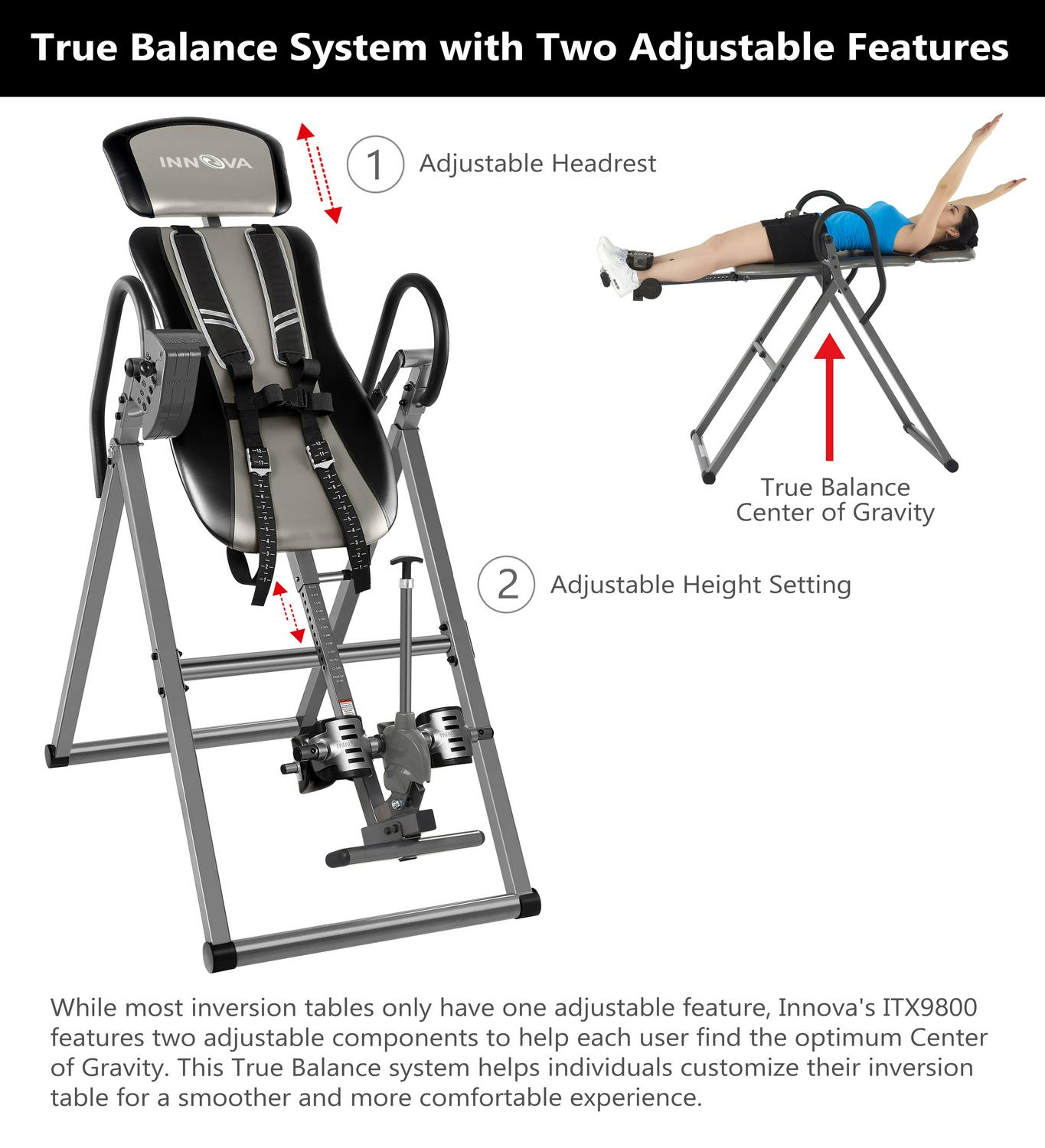 Innova ITX9800 Inversion Table with Ankle Relief and Safety Features