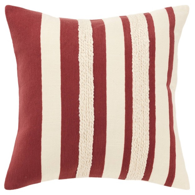 Oversize Striped Poly Filled Square Throw Pillow Crimson Rizzy Home