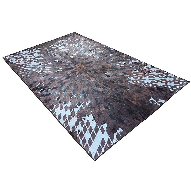 Walk on Me Faux Cowhide Digital Printed Patchwork Supernova Eruption Indoor Area Rug