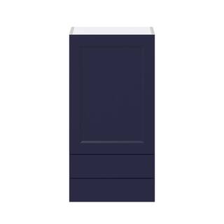 J COLLECTION Devon 18 in. W x 35 in. H x 14 in. D Painted Blue Shaker Assembled Wall Kitchen Cabinet with 2 Drawers DSW1835B(LR)-DV