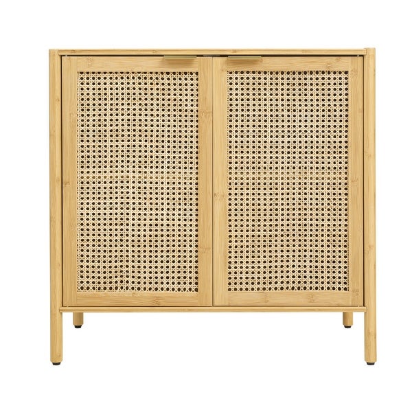 31.5 inch Natural Storage Sideboard Buffet with 2 Rattan Doors