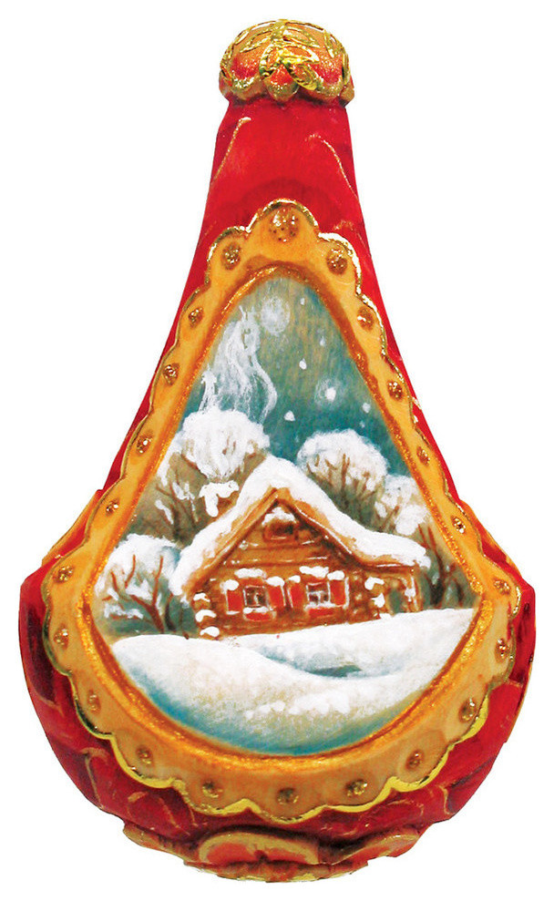 Hand Painted Scenic Ornament Enchanted Cottage   Traditional   Christmas Ornaments   by G. DeBrekht  Houzz