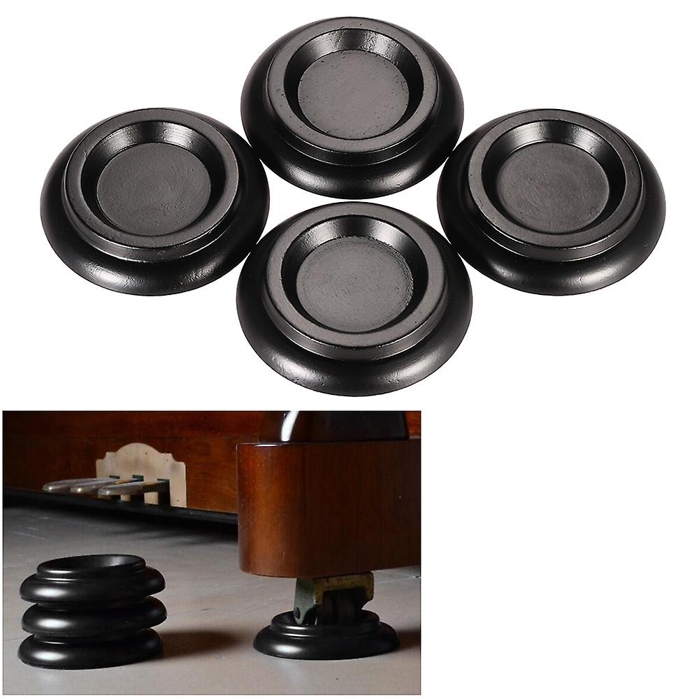 4pcs/set Solid Wood Upright Piano Caster Cups W/ Eva Anti-slip Mat