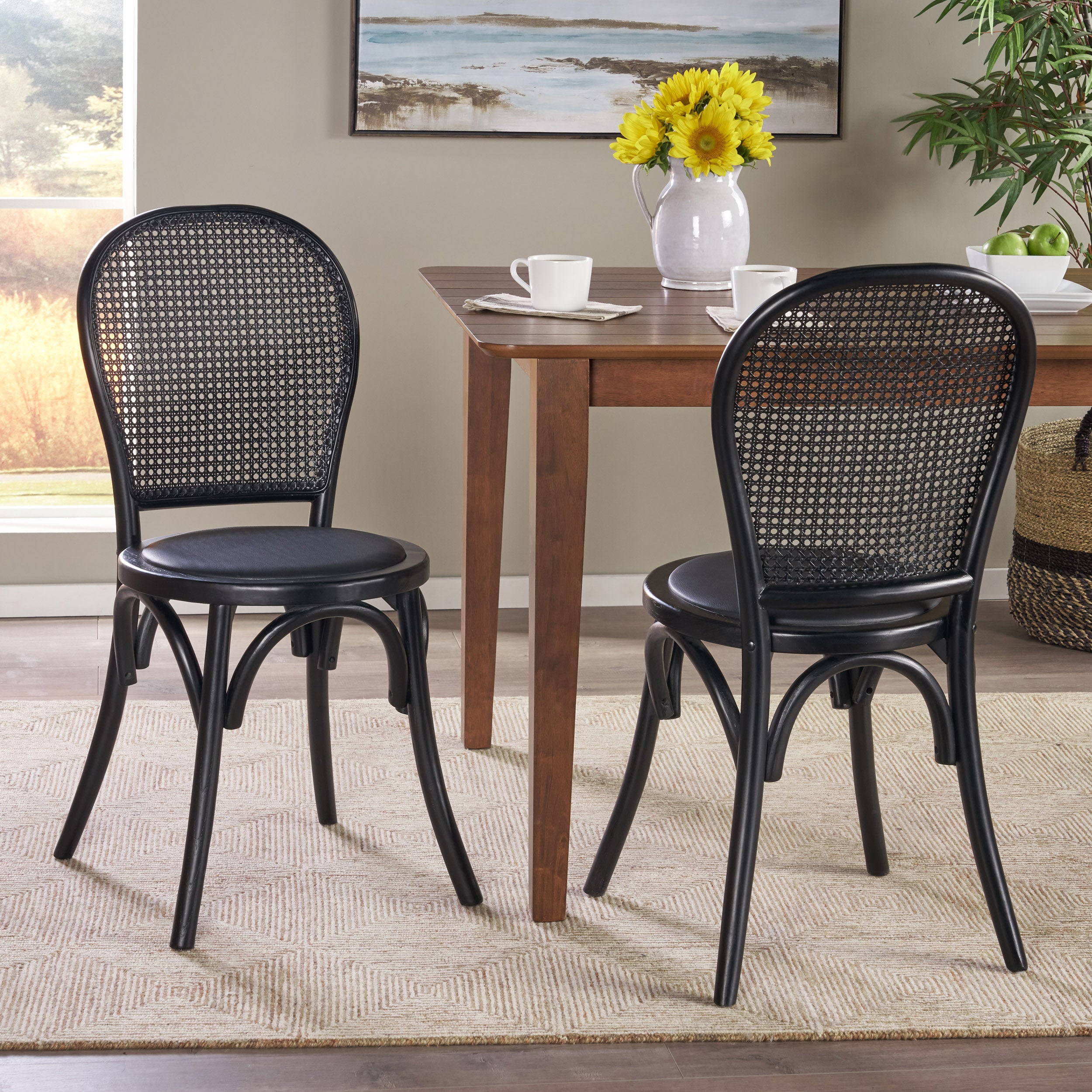 Emerys Wooden Cane Back Dining Chair (Set of 2)