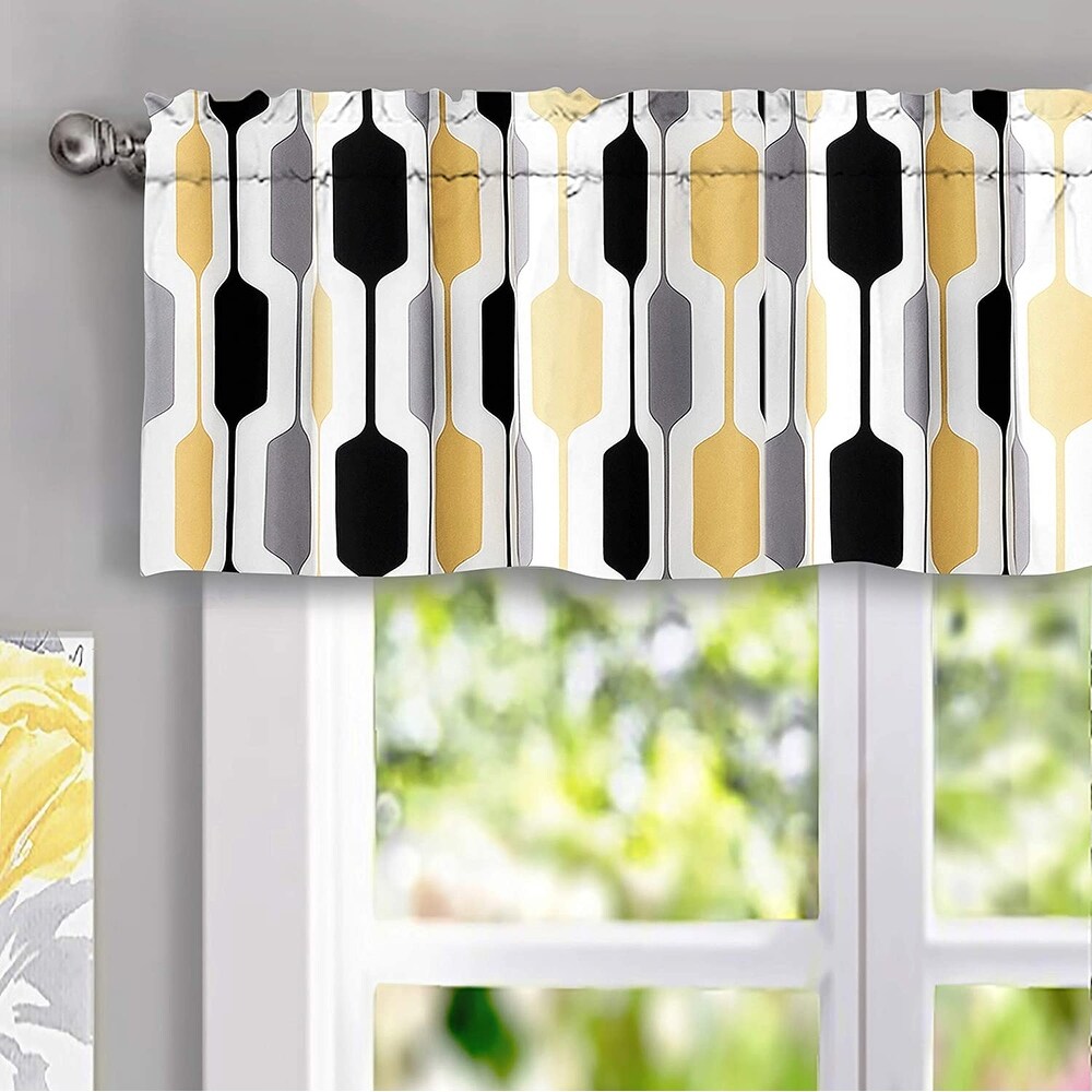 DriftAway Riley Geo Lined Window Curtain Valance Gold Black Gray 52 x 14   52\