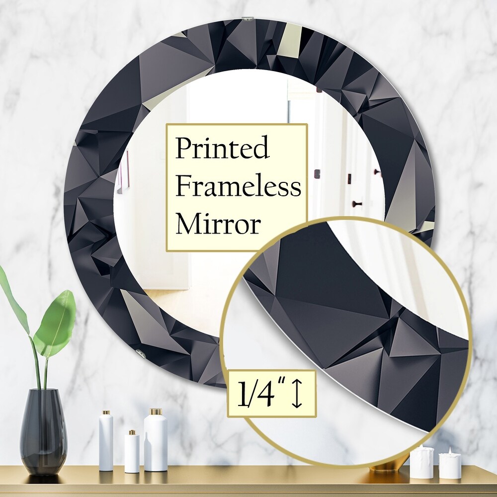 Designart 'Shades Of Black' Printed Modern Mirror   Oval or Round Wall Mirror   Black