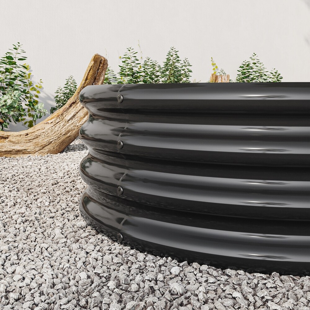 Raised Garden Bed Outdoor  Oval Large Metal Raised Planter Bed for for Plants  Vegetables  and Flowers   Black