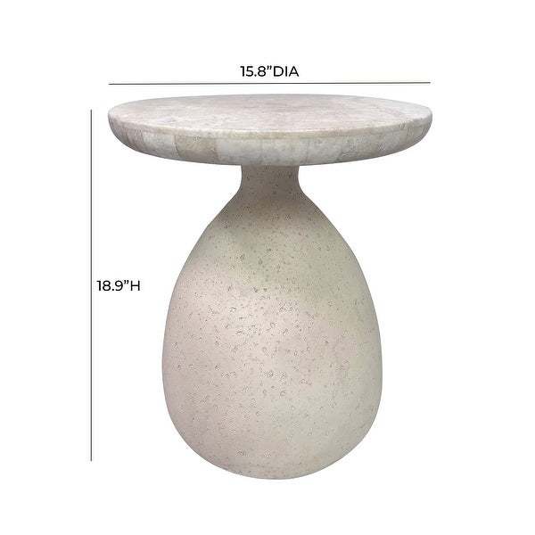 Gina Cream Travertine Side Table - 15.8