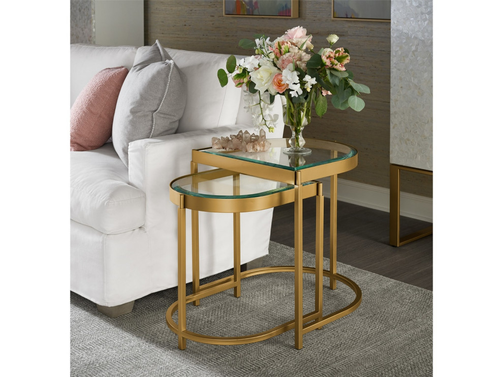 Miranda Kerr Editorial Metal End Table With Glass Top  Gold   Contemporary   Side Tables And End Tables   by Universal Furniture Company  Houzz