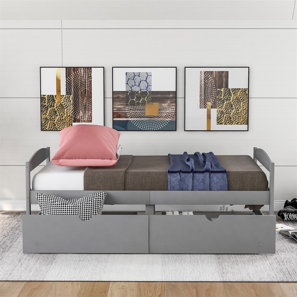 Harper   Bright Designs Twin Platform Bed with Two Drawers