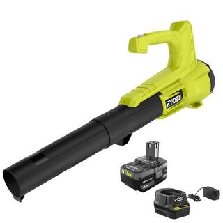 RYOBI ONE+ 18V 90 MPH 250 CFM Cordless Battery Leaf Blower with 4.0 Ah Battery and Charger P21110