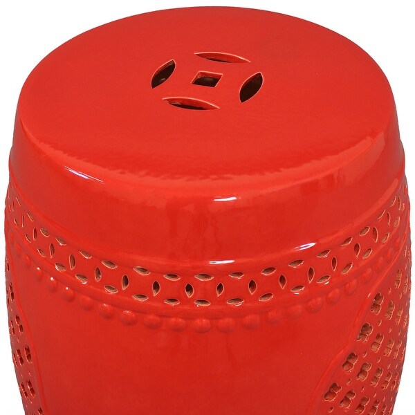 Sunnydaze Marrakesh Lattice Ceramic Decorative Garden Stool