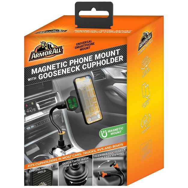 Armor All Magnetic Phone Mount With Gooseneck Cup Holder