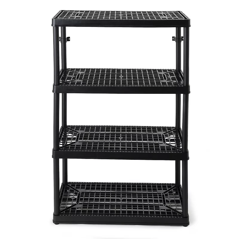 Gracious Living 4 Shelf Fixed Height Ventilated Heavy Duty Storage Unit， Black