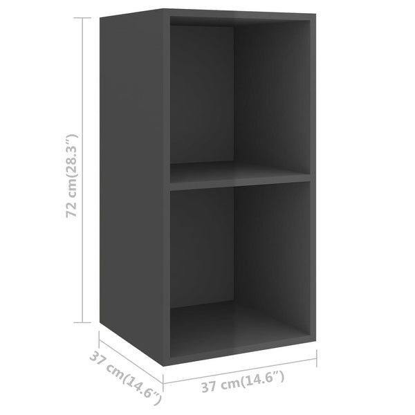 Wall-mounted TV Cabinets 2 pcs High Gloss Gray Engineered Wood