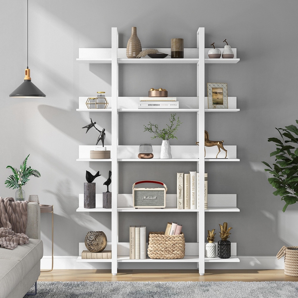 47'' Bookcase  Industrial Bookshelves Etagere with Storage  Open Display Shelves