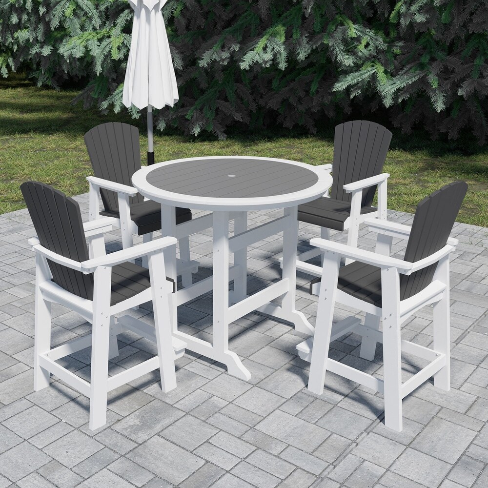 Patio HDPE Bar Table Set  5 Pieces(4 Bar Chair+ 1 Bar Table)