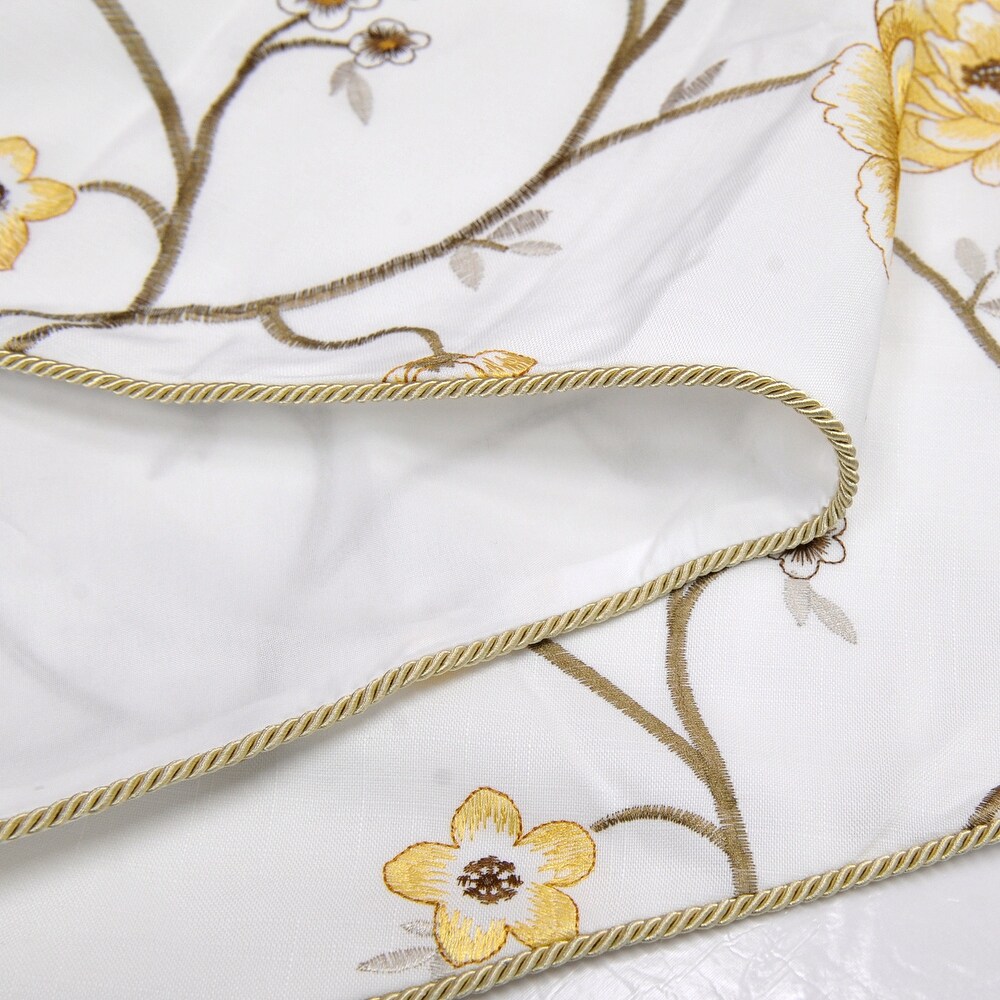 Serenta Embroidery Red/Gold Spring Flower Valance