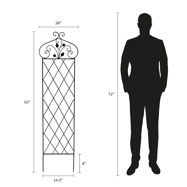 Garden Trellis For Climbing Plants 63 inch Decorative Lattice Metal Panel For Vines Roses Vegetables Berries And Flowers By Pure Garden black