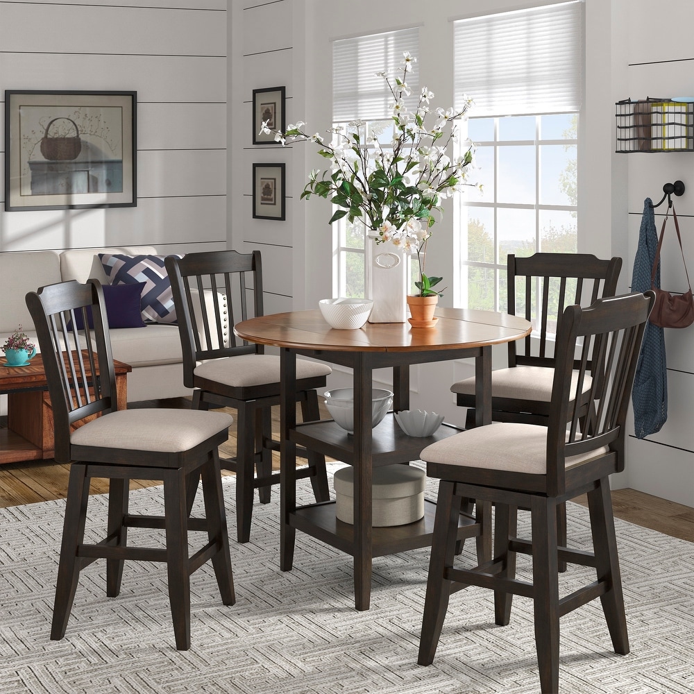 Eleanor Antique Black Drop Leaf Counter Height Table Dining Set by iNSPIRE Q Classic