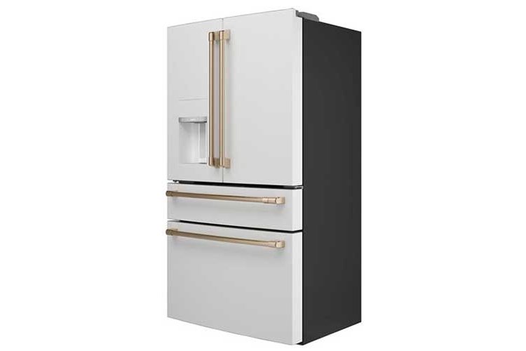 Cafe ENERGY STAR 22.3 Cu. Ft. Matte White With Brushed Bronze Smart Counter-Depth 4-Door French Door Refrigerator