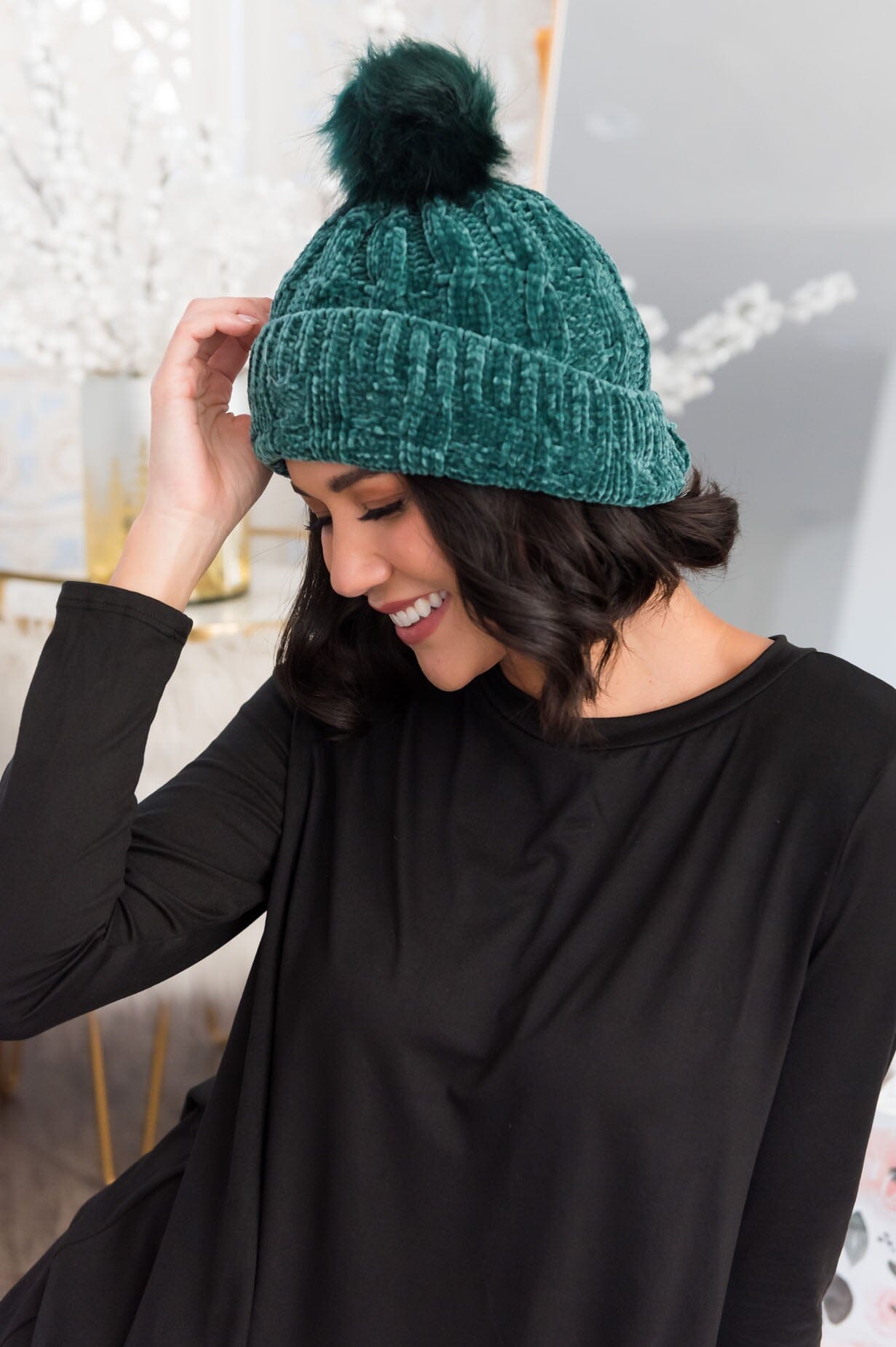 Stay Cozy Chenille Pom Pom Beanie