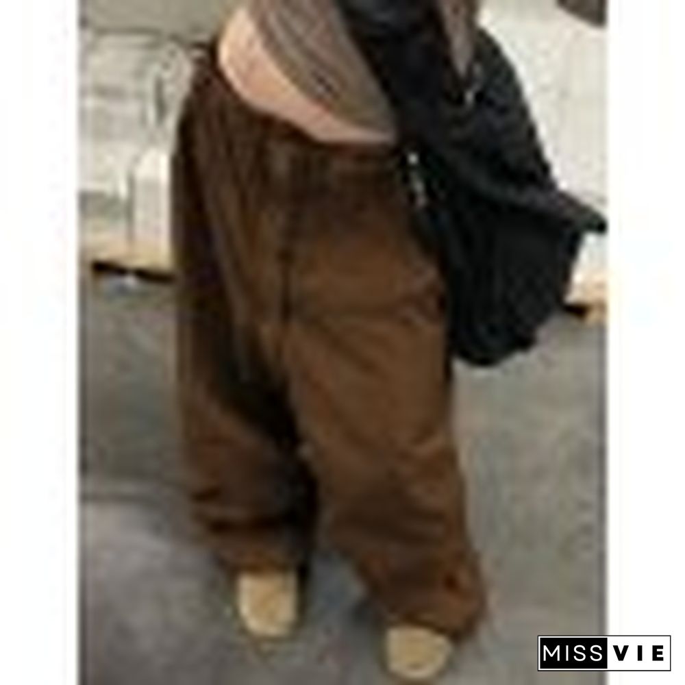 Loose Fit Brown Parachute Cargo Pants