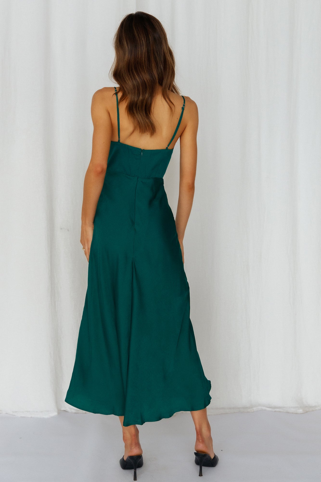 No Missing Kisses Midi Dress Forest Green