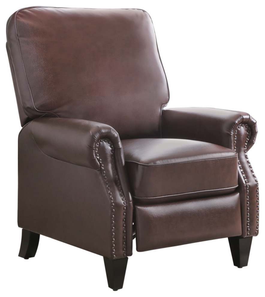 Carla Leather Pushback Recliner  Brown   Transitional   Gliders   by Abbyson Living  Houzz